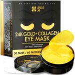 24k Gold Eye Masks for Puffy Eyes and Dark Circles - Anti-Aging, Moisturizing Effect - Under Eye Patches with Collagen, Hyaluronic Acid for Eye B
