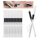 12PCS Erinde White Eyeliner Pencil, Soft Highlighter Gel Eyeliner Pencil, Eye Liner Pen, Professional Eye Bighten Eyeshadow Waterproof Matte Hypo
