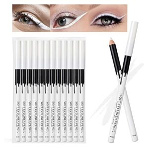 12PCS Erinde White Eyeliner Pencil, Soft Highlighter Gel Eyeliner Pencil, Eye Liner Pen, Professional Eye Bighten Eyeshadow Waterproof Matte Hypo