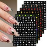 JMEOWIO 9 Sheets Star Nail Art Stickers Decals Self-Adhesive Colorful Nail Supplies Nail Art Design Decoration Accessories