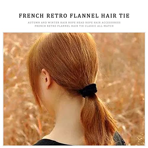 Lanjue 12pcs Fabric Scrunchies Hair Elastics Ties,Black Hair Scrunchies Elastic Hair Ties Women Accessories