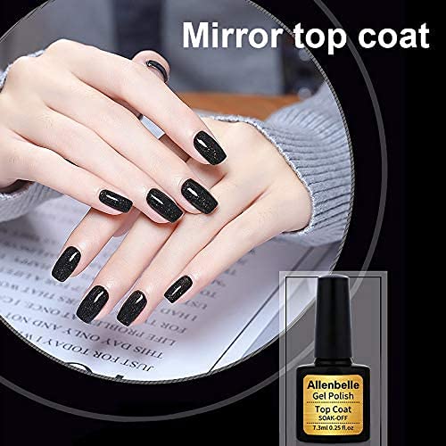 Allenbelle (Base Coat Top Coat And One Color Gel) Gel Nail Polish Set 3PC,Base Top Coat With One Gel Polish Set,Shellac Nail Polish UV LED Lamp N