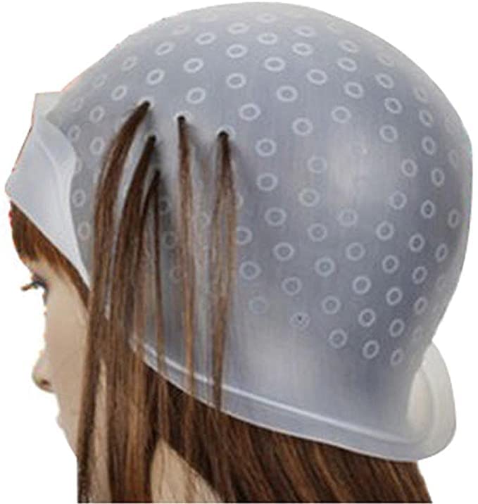 Highlight Caps with Coloring Hair Hook, Frosting Coloring Hat, Professional Salon Silicone Hairdressing Tools