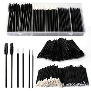 Yokilly 300PCS Disposable Mascara Wands Lip Wands Set,100Pcs Eyelash Brush/100Pcs Lip Brush/100PCS Micro Brushes,Makeup Tool Kit with Organizer B