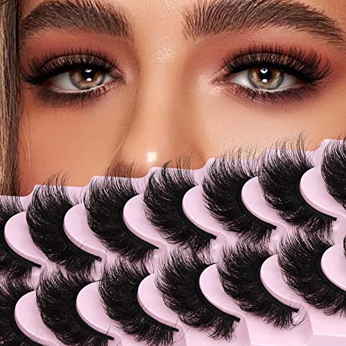 Fake Eyelashes Fluffy Volume Thick Lashes Faux Mink 20MM Long Dramatic False Eyelashes Full 5D Big Reusable Eye Lashes Pack 7 Pairs by ALICROWN