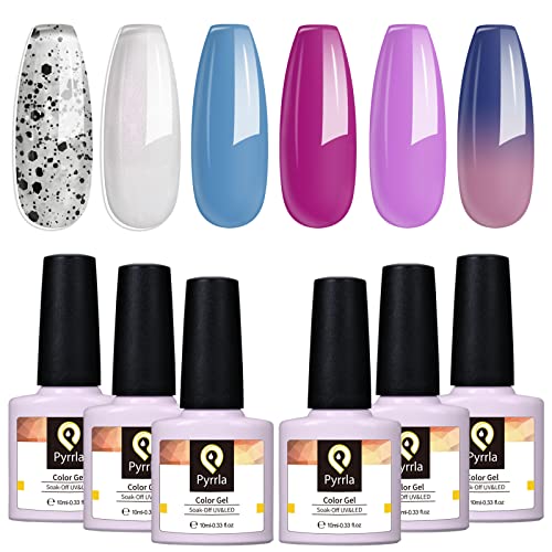 PYRRLA Lazy Afternoon Gel Nail Polish Set of 6 Colors, Soak Off Gel Polishes for Long-lasting & Smooth Finish, Easy-to-use Gel Nail Kit for Salon