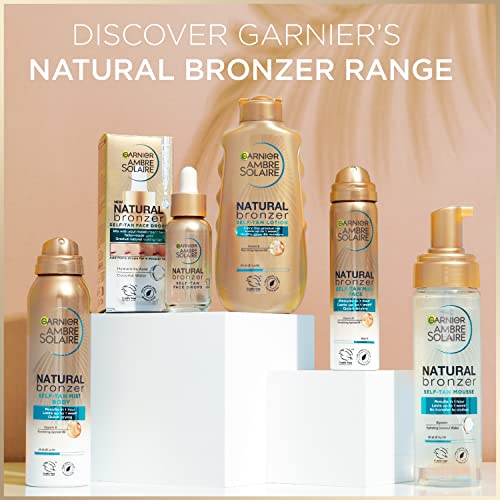 Garnier Ambre Solaire Natural Bronzer Self Tan Mousse 200 ml, Streak Free & Intense Fake Tan In 1 Application, Hydrating Mousse With Coconut Wate