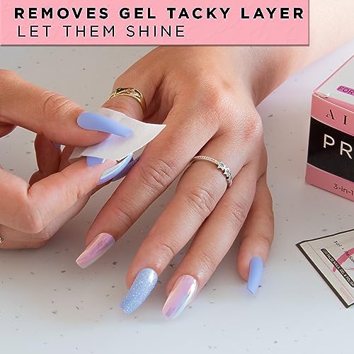 AIRRE 240 Professional Alcohol Prep & Shine Nail Wipes (3in1) Alcohol Wipes for Gel Nails, Acrylic Nails, Press-On Nails & Tips. Removes Sticky G