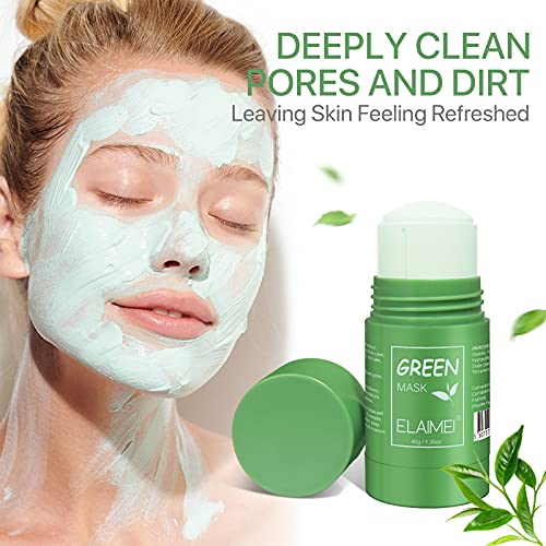 Green Tea Cleansing Mask Stick,Solid Mask,Purifying Clay Mask, Face Moisturizes Oil Control, Deep Clean Pore,Blackhead Remover,Improves Skin,for