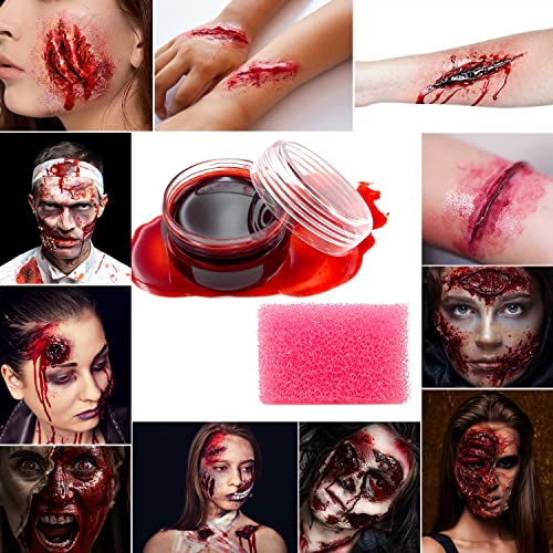 immetee SFX Makeup Kit, Special Effect Face Body Paint Halloween Makeup, Face Paint Oil Palette+3 Scar Wax+1 Fake Blood+4 Paint Brushes+1 Spatula