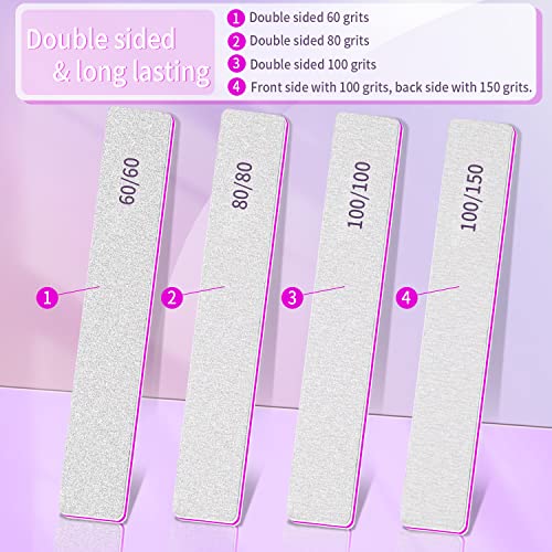 Professional Nail File Double Sided 80/80 Grit Nail Files Manicure Tools for Nail Grooming and Styling, 12 Pcs File Nail for Poly Nail Extension