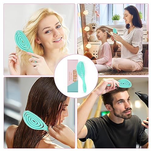 Hair Brush, 2 Pcs Detangling Brush 100% Bio-Friendly Detangler Brush with Soft Bristles for Curly, Straight, Black Natural, Women, Men, Kids Wet