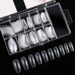 120 Pieces Acrylic Nail Tips Fake Coffin Nail Full Cover Ballerina Shape Nails 10 Sizes Women Artificial False Nail in Clear Box (Clear)