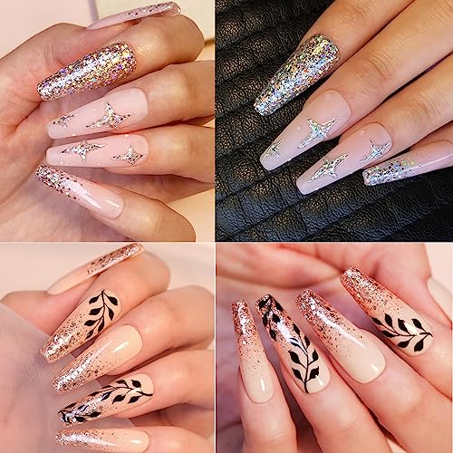 Glitter Gel Nail Polish - Silver Gel Nail Polish - Soak Off UV LED Sparkle Silver Glitter Gel Polish - Long-Lasting - Ideal for Home Use