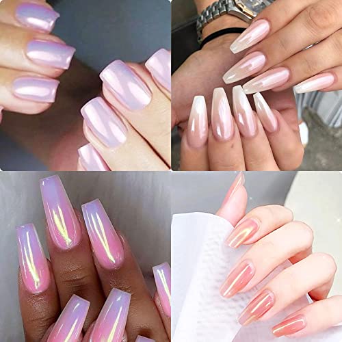 Chameleon Chrome Nail Powder, 7 Boxes Aurora Mirror Effect Shell Powder,Solid Magic Mirror Pearl Pigment Manicure Glitter Dust for DIY Nail Art D
