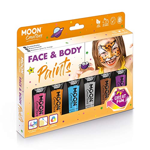 Moon Creations Face & Body Paint Tubes | White | 12ml | Ready to Use Face Paint | No Flake | Cruelty Free, Made in UK | Face Paint for Kids, Adul
