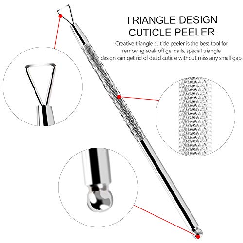 FANDAMEI Nail Gel Polish Remover Tool - Cuticle Pusher + Cuticle Peeler, Double-ended Nail Pusher Spoon Tool and Triangle Cuticle Peeler Scraper