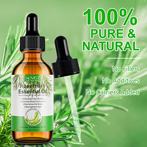 Rosemary Oil for Hair Growth, Rosemary Oil for Hair Loss Damaged Hair Stimulates Hair Growth, Nurshes Dry Scalp, 100% Pure Natural Rosemary Essen
