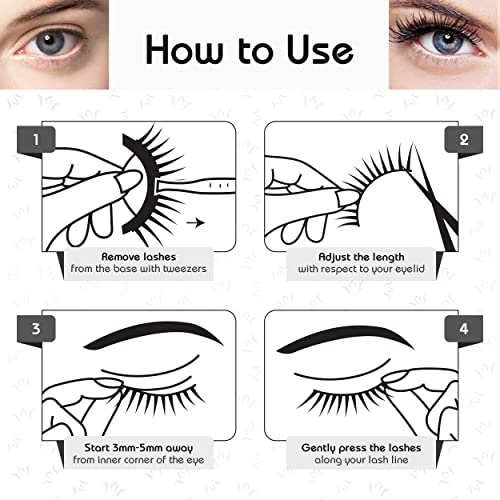 False Eyelashes Natural Self Adhesive - Pre Glued Lashes Multipack - Fake Eye Lashes