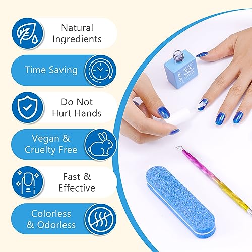 Gel Nail Polish Remover 15ml with Nail File & Nail Polish Scraper, Professional Gel Remover for Nails, Easily & Quickly Remove Nail Polish in 3-5