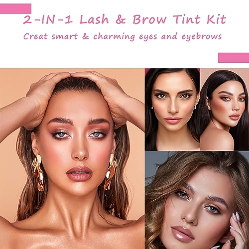 Lash Tint Black Kit - Eyelash & Eyebrow Dye Set - Volume Lashes and Full Brows Last Up to 4 weeks - Fast & Easy to Use - Semi-Permanent Black Dye