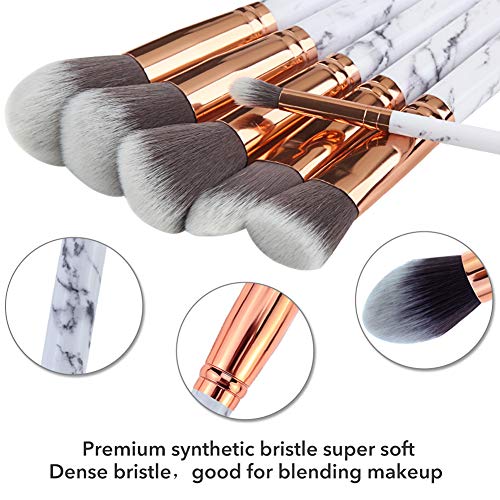 Makeup Brushes DUAIU 15PCs Pink Marble Makeup Brush Set Professional Premium Synthetic Make Up Brushes for Foundation, Powder, Blush, Contour, Co