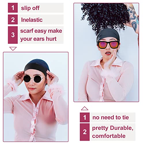 SAVITA 2pcs Elastic Bands for Wigs Edges, Black Elastic Band for Wigs Elastic Band for Lace Wig Elastic Wig Strap Lace Wig Grip Band with 2pcs Wi