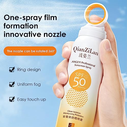 Face Sunscreen Spray, Transparent Spray SPF 50, Ultra Light Sunblock Mist, Water Resistant, SPF 50 Daily Sun Protection For Sensitive Skin