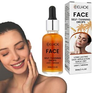 30ML Face Tanning Drops, Self Tanning Drops For Face, Natural Ingredients Facial Tanner Drops, Tanning Drops to Add to Moisturiser, Gradual Face