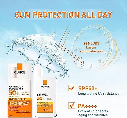 Facial Sun Cream, Face Sunscreen, Anthelios UVmune 400 Invisible Fluid SPF50, 50ml SPF50+ Ultra Protection Invisible Fluid Cream Invisible Fluid