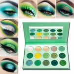 Green Eyeshadow Palette Matte and Glitter,Afflano Highly Pigmented Makeup Palettes Eye shadow Yellow 15 Colours,Bright Creme Shimmer Metallic Spa