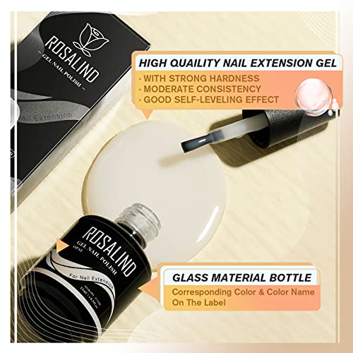 ROSALIND Nail Extension Gel 15ml Opal White 5 in 1 Builder White Gel UV LED Quick Building Poly Extension Gel Nails Art DIY Manicure at Home for