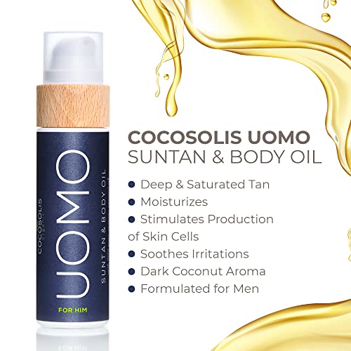 COCOSOLIS UOMO Tanning Accelerator for Men - Organic Tanning Oil with Vitamin E & Black Coconut Scent for a Fast Intensive Tan - Tanning Enhancer