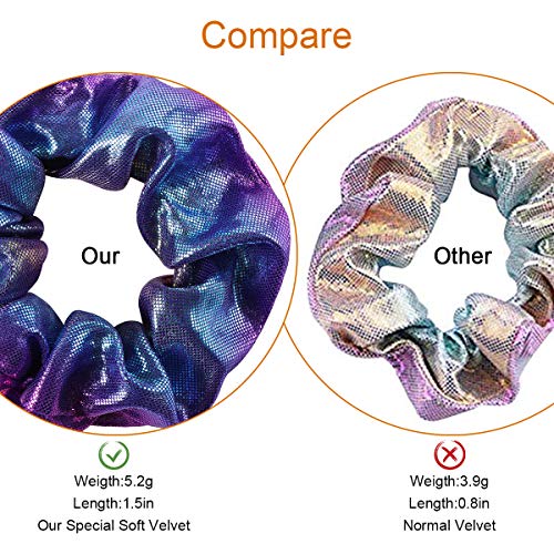 Shiny Metallic Scrunchies for Girls, 12 Pieces Hair scrunchies for Women Elastics Ponytail Holder Hair bands Teenage Girls Hair Accessories Gift