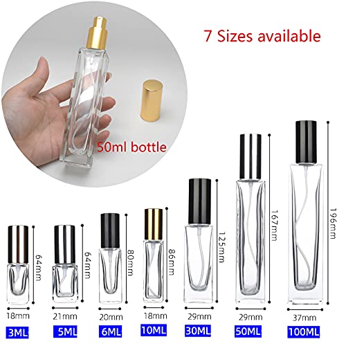 BasicPacking Pack of 6, Transparent 30 ml Portable Perfume Bottles Spray Perfume Atomizer Bottle with Gold Lids, Square Thickened Glass Perfume A