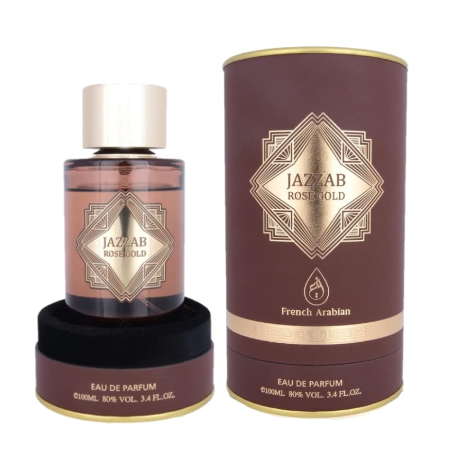 Jazzab Rose Gold Arab Perfume 100ml –Rose Woody Amber Oud Perfume For Her Eau De Parfum 100ml Fresh Scent Spray for Women