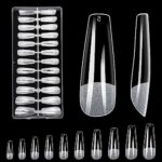 240 PCS Clear Acrylic Nail Tips - Medium Coffin Nails Tips Half Matte No File Full Cover Soft Gel Nail Tips, Artificial Fake Art Nails Tips Nail