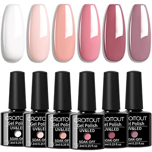 Croitout UV Gel Nail Polish Set, Shellac Nail Gel Polish Colours Set, Sock Off Gel Nail Polishes Set, Polish Gel Nail Kit for Home DIY Manicure N