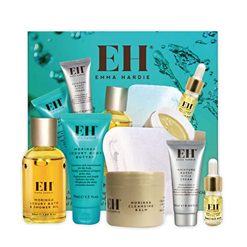 Emma Hardie Amazing Travel Kit - 30g Moringa Cleansing Balm, 50ml Moringa Luxury Bath & Shower oil, 50ml Moringa Luxury Body Butter, 20ml Moistur