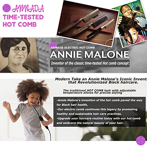 Electric Hot Comb, Hair Straightener for Wig, 3 Grades Temperature Straightening Brush for Thick Afro Hair, Beard, Hot Anti-Scald Portable Curlin