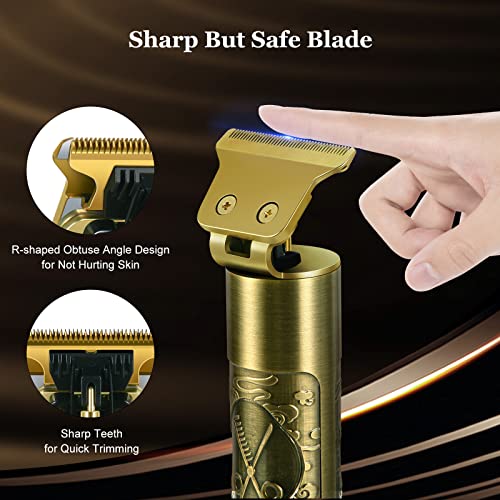 Cordless Hair Trimmer,Professional Hair Clippers,T-Blade Trimmer Clipper,Precision Outliner Trimmer,Beard Trimmer Regabarba with USB Charger LCD