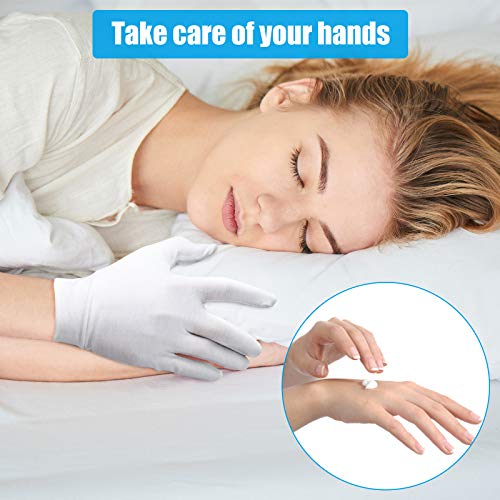4 Pair Moisturising Gloves,Cotton Gloves for Eczema & Dry Hands,Stretchable Washable White Gloves(Medium Size)