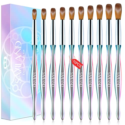 Saviland 3 PCS Kolinsky Acrylic Nail Brush - Size 8/10/14 Nail Brush for Acrylic Powder Durable Acrylic Nail Brush for Beginners Acrylic Brushes