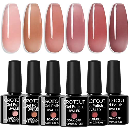 Croitout UV Gel Nail Polish Set, Shellac Nail Gel Polish Colours Set, Sock Off Gel Nail Polishes Set, Polish Gel Nail Kit for Home DIY Manicure N