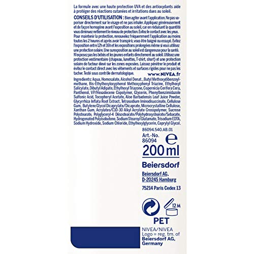 NIVEA SUN Sensitive Instant Protection Sun Spray SPF 50+ (1 x 200 ml), Sun Protection Suitable for Sensitive Skin, Light and Non-Greasy Texture S