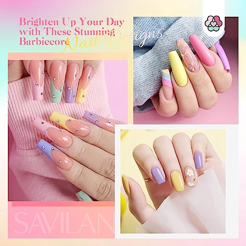Saviland 29 PCS Dip Powder Nail Kit -【Long Last for 28 Days】20 Colors Dipping Powder, Base & Top Coat Activator Brush Saver, Nail Dipping Powder