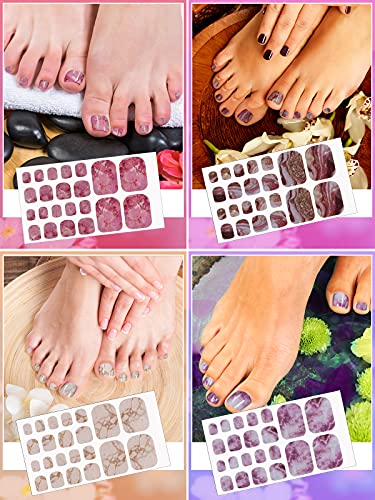 Kalolary Toenail Wrap Art Polish Stickers, 12 Sheets Marble Toe Nail Polish Stickers Self-Adhesive Full Nail Wraps Designs with 1 Piece Nail File