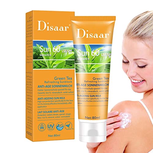 Face Sunscreen, 80ml Skin Sun Protection, SPF60 Moisturizing Repair Concealer Isolation, Long-Lasting Sun Protection for Sunburn Redness Woteg