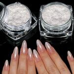 2 Boxes White Pearl Chrome Nail Powder - Transparent Clear Ice Shimmer Chrome Pigment Powder for Nails, Glazed Donut Inspired Nails Mirror Effect
