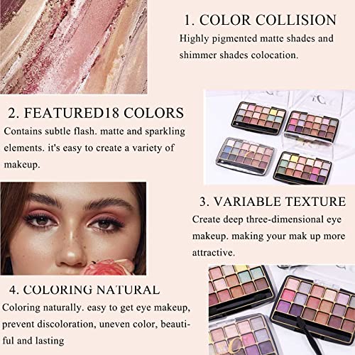 Eyeshadow Palette - Highly Pigmented Eye Makeup Palette, 18 Blendable Matte Eye Shadow Pallets, Eye Shadow Make Up for Women